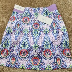 Lady Hagen Paisley High Waist Skort White Blue Purple Golf Women's‎ Small S